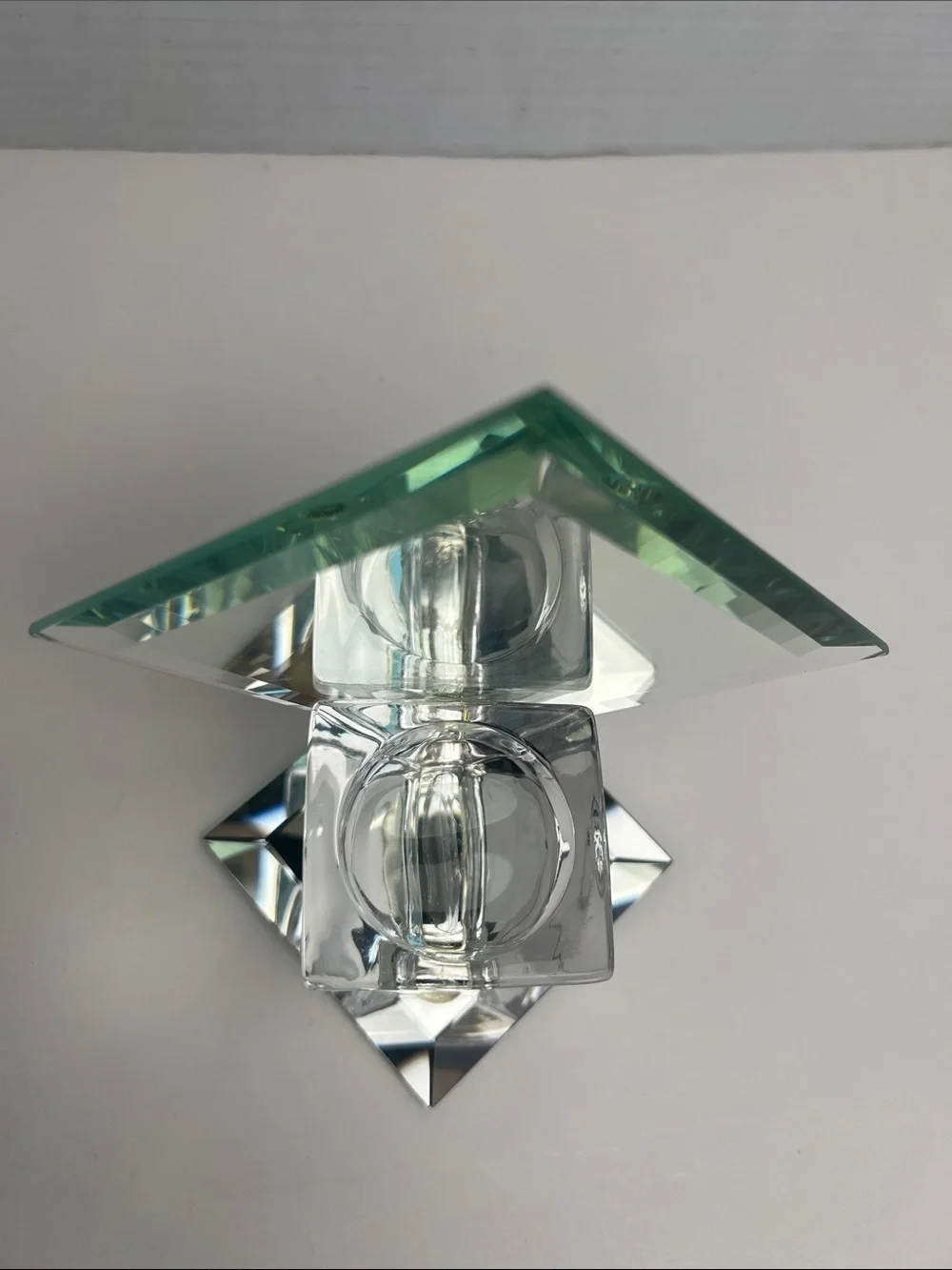 Sophia P Chen Vintage Art Deco Mirrored Tealight Candle Holder Glass Y2K Decor